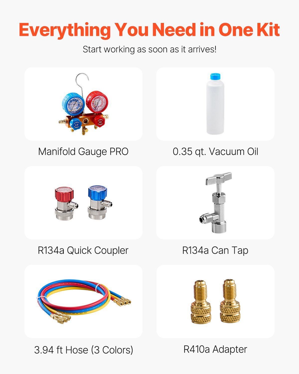 3.5 CFM HVAC Single Stage Rotary Vane Vacuum Pump And Manifold Gauge Kit - Image 3