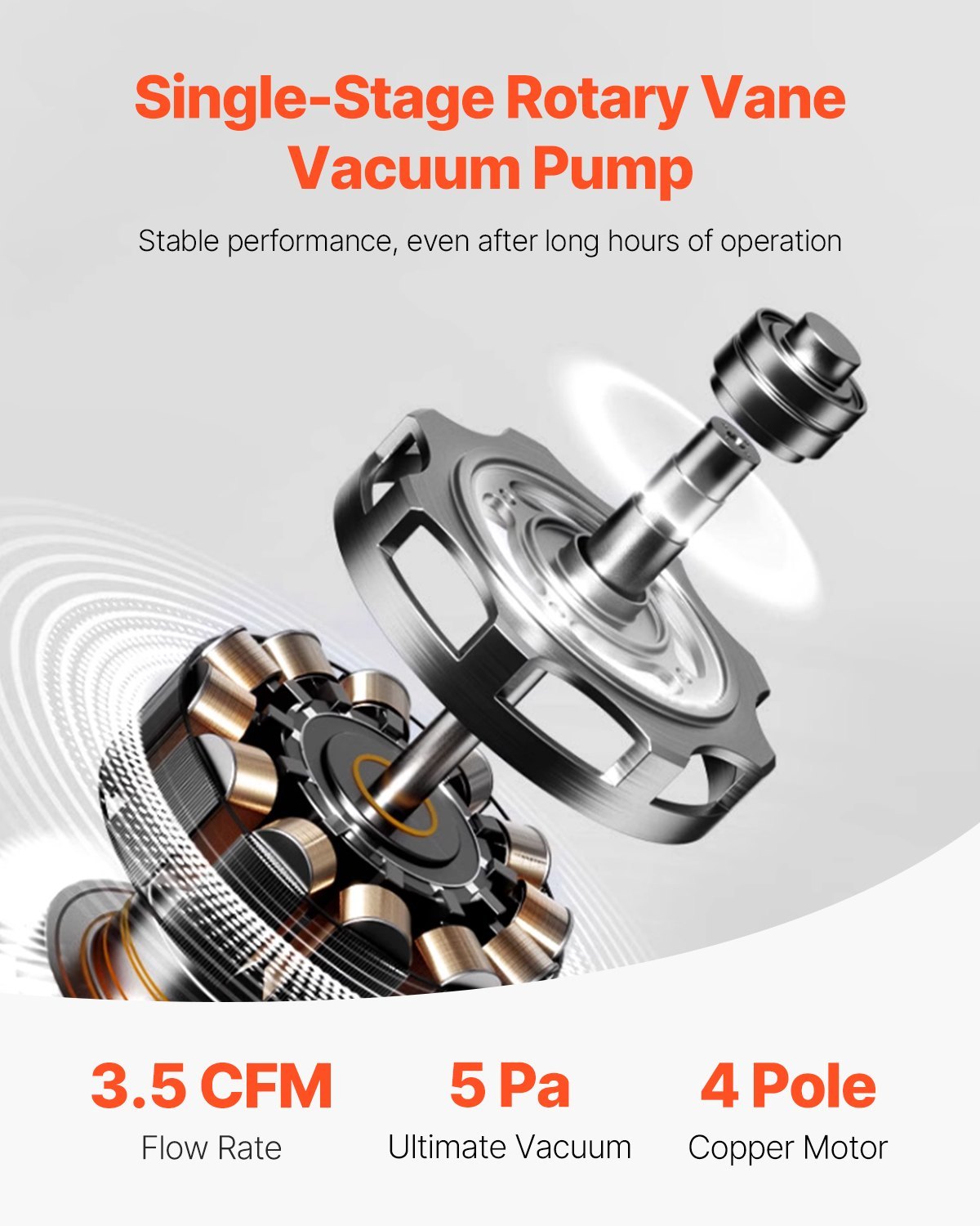 3.5 CFM HVAC Single Stage Rotary Vane Vacuum Pump And Manifold Gauge Kit - Image 5