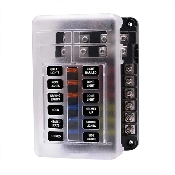 6/12 Way Fuse Box Holder With Blade Fuse Holder Block & Warning Indicator Car Boat Blade Fuse Box 12V 24V - Image 2