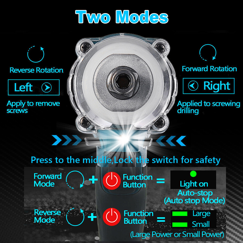 1 2 Cordless Impact Wrench Driver Brushless Rattle Gun For 18V Battery - Image 8