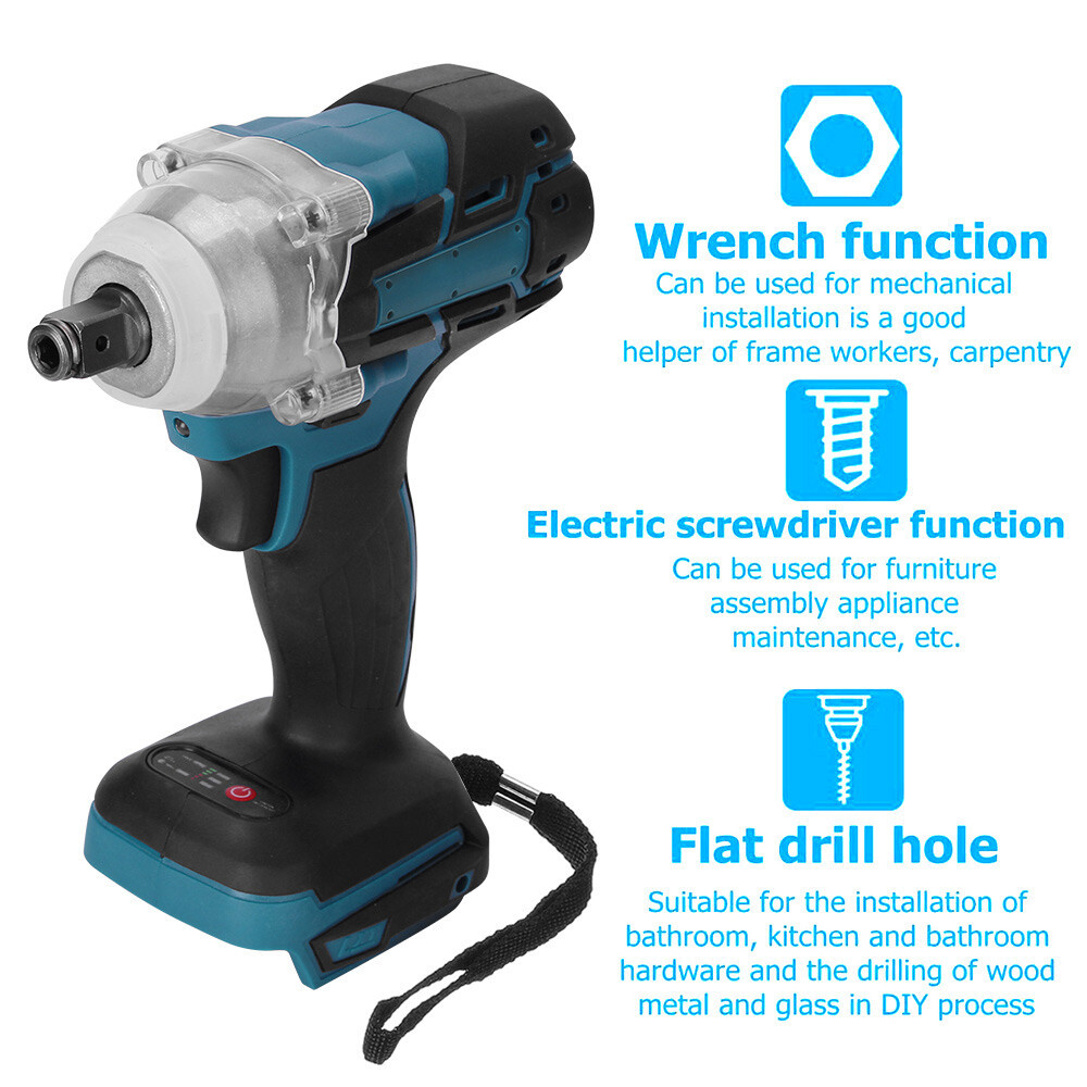 1 2 Cordless Impact Wrench Driver Brushless Rattle Gun For 18V Battery - Image 4