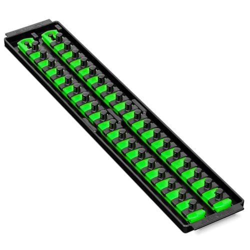 Ernst Manufacturing 8485 Socket Boss - Premium 2-Rail Twist Lock Socket Organizer, 3/8 Inch-Drive, 18-Inch, Green - Made in USA - Image 3