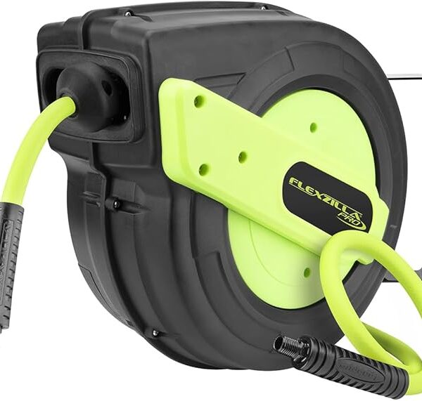 Flexzilla Pro Enclosed Plastic Retractable Air Hose Reel, 3/8" x 50'