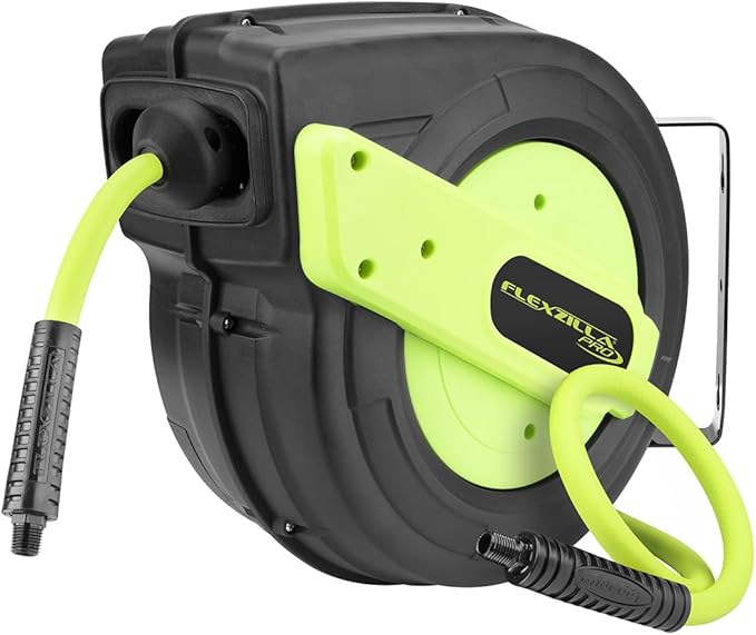 Flexzilla Pro Enclosed Plastic Retractable Air Hose Reel, 3/8" x 50'
